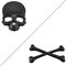 Matte Black 3D Crossbones Skull Sticker Skeleton Emblem Decal